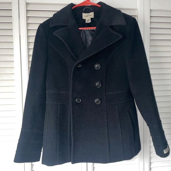 St. John’s Bay Cashmere Blend Black Coat - Picture 2 of 7